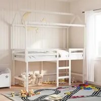 Tetto Letto Bambini Bianco 207x80,5x151,5cm Legno Massello Pino 846968