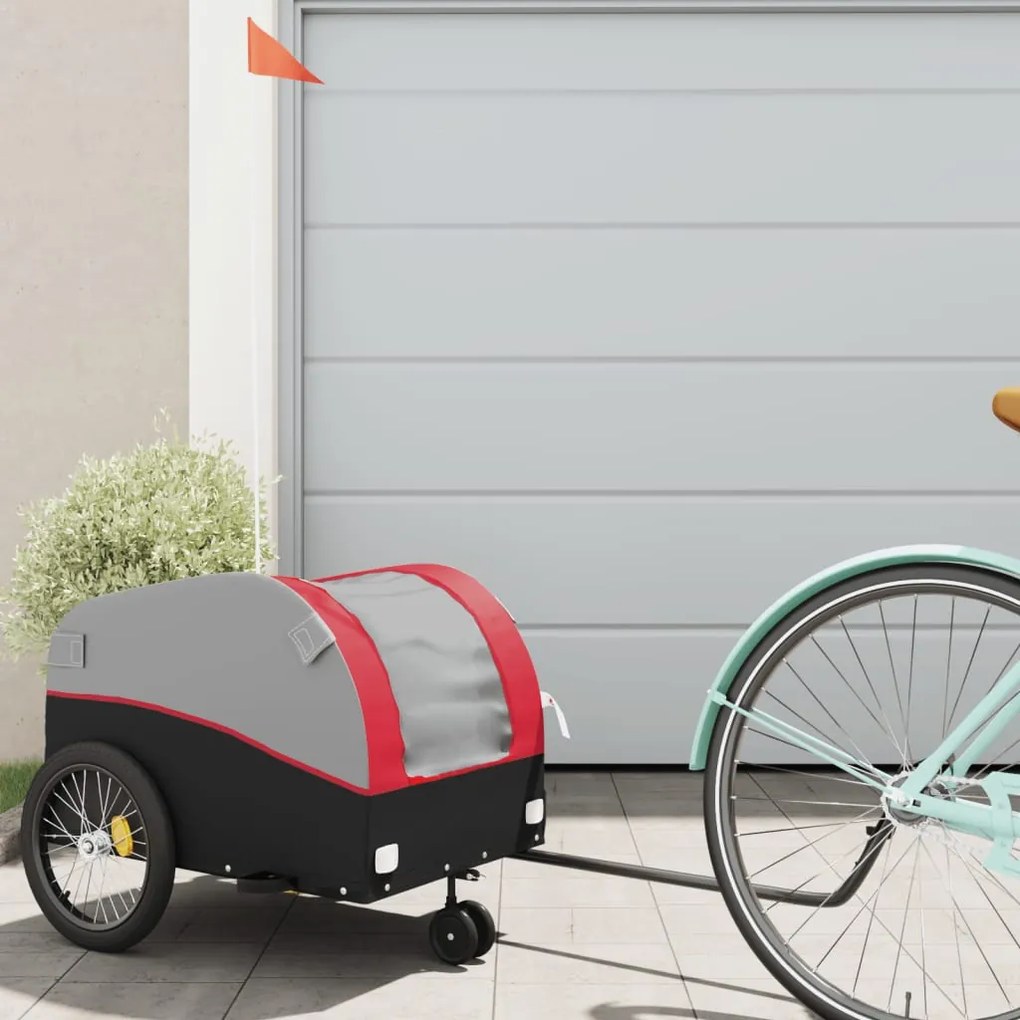 Rimorchio Da Bici Nero E Rosso 30 Kg İn Ferro /