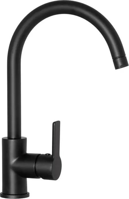 Rubinetto da cucina fisso a collo di cigno Aquasound nero verniciato opaco SCHOCK
