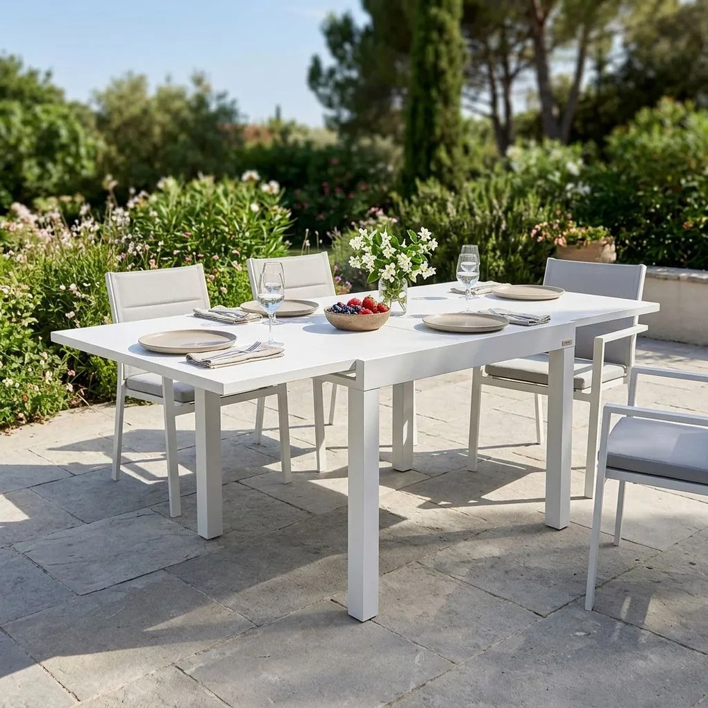 JERRI - tavolo da giardino in alluminio 90 X 90/180