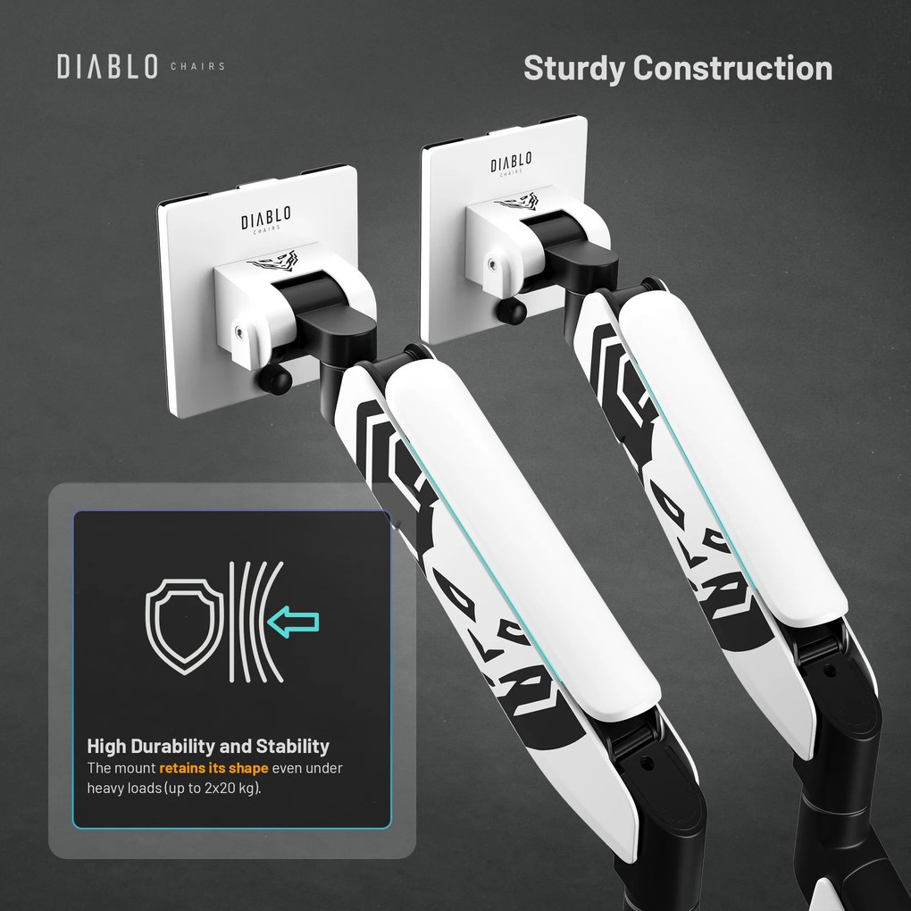Supporto Doppio per Monitor da 49 Pollici Bianco e Nero X-Arm Dual RGB