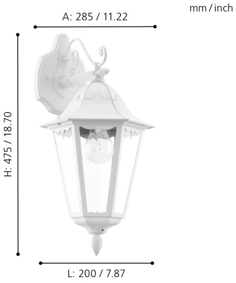 Eglo 93445 - Applique da esterno NAVEDO 1xE27/60W/230V