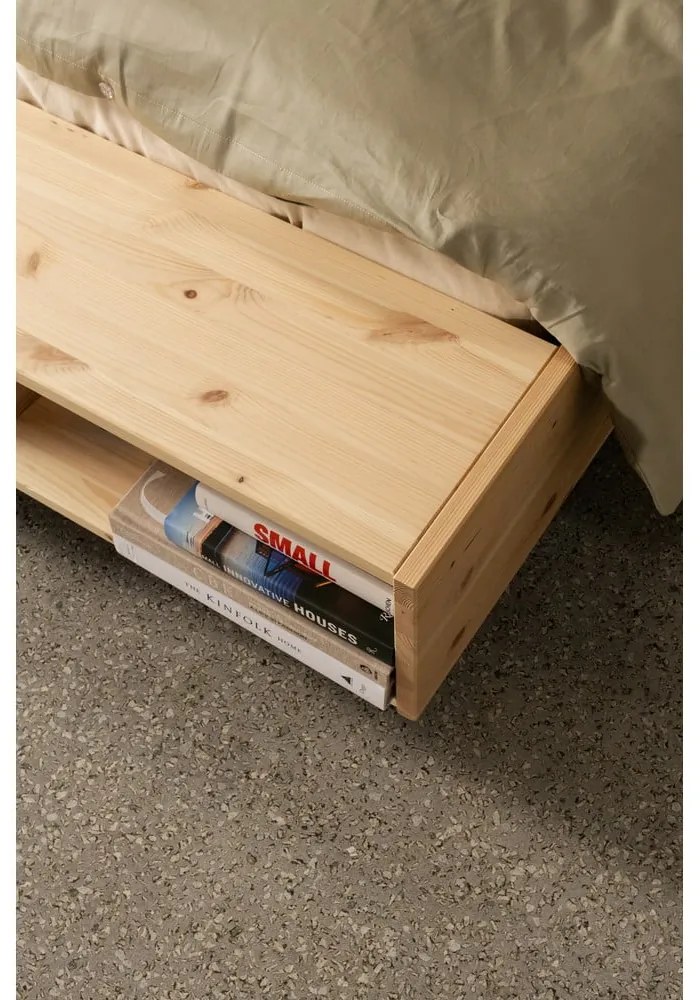 Letto matrimoniale di colore naturale in pino massiccio con rete inclusa 180x200 cm Merge – Karup Design