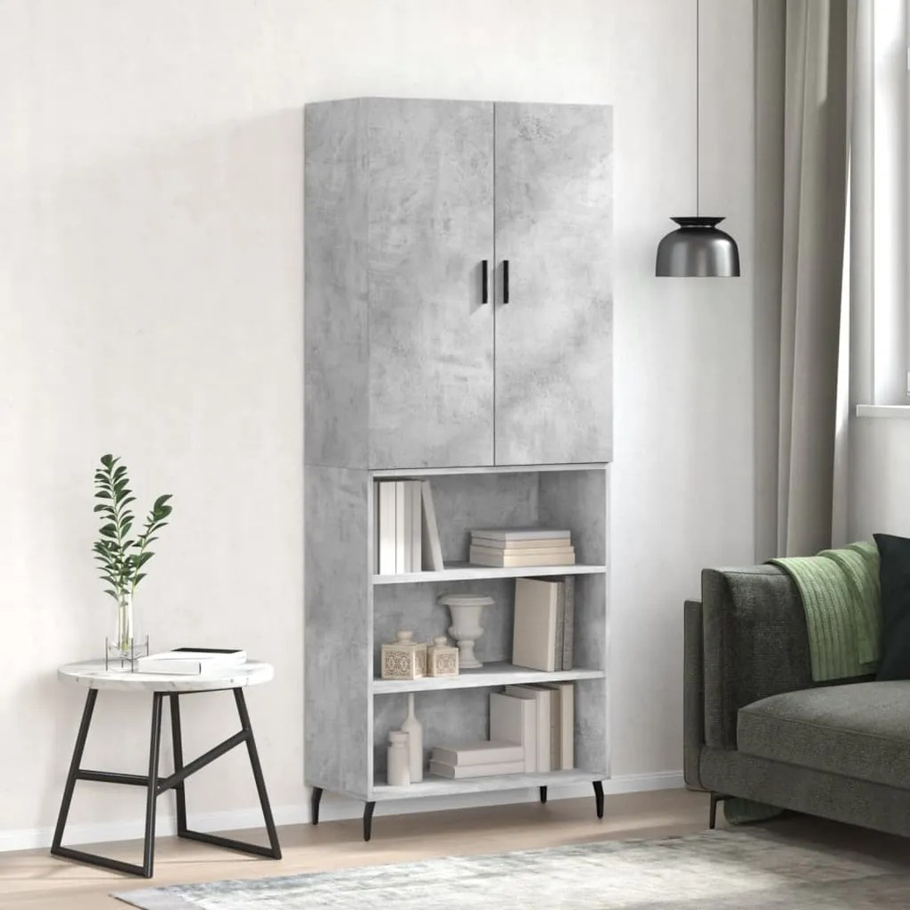 Credenza Grigio Cemento 69,5x34x180 cm in Legno Multistrato