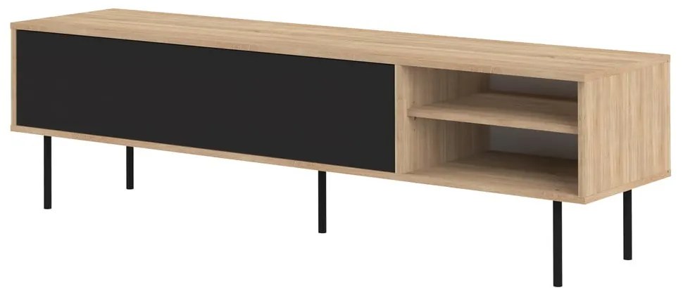 Tavolo TV in rovere decorato in nero-naturale 165x40 cm Ampère - TemaHome