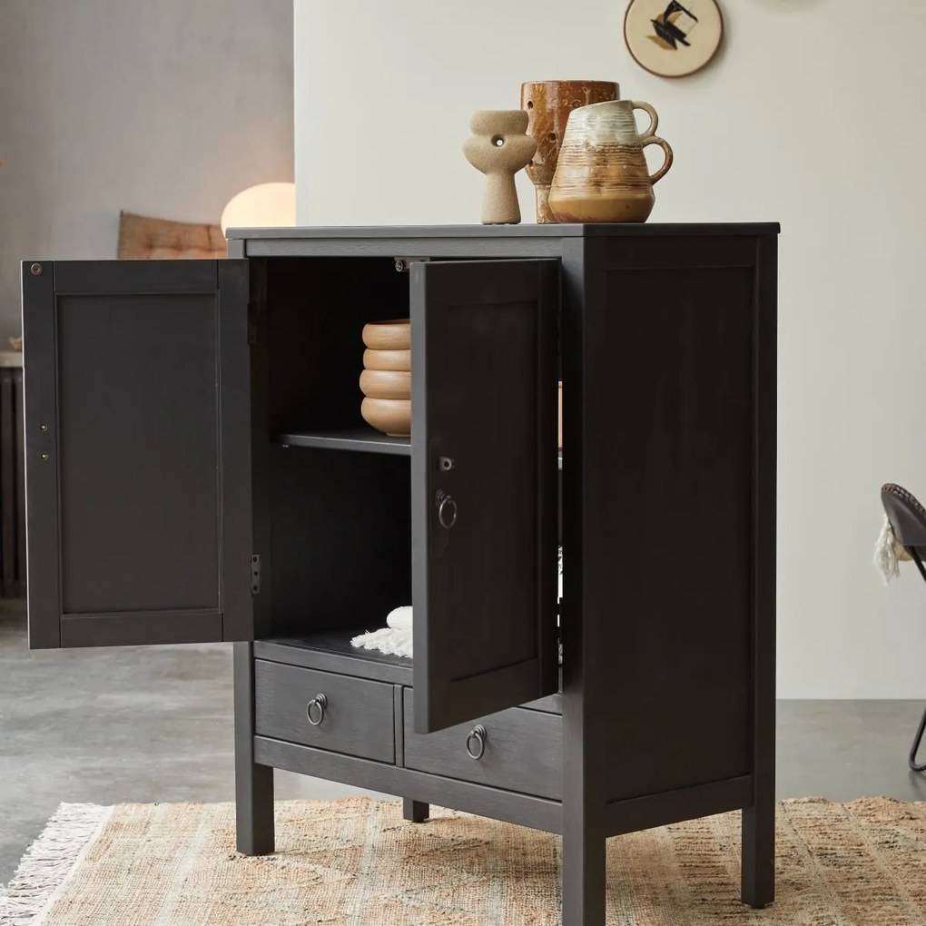 Tikamoon - Credenza in pino massello 100 Thaki Black