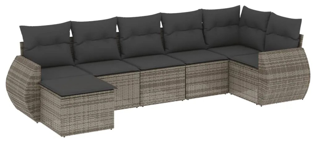 Set divani da giardino 7 pz con cuscini grigio in polyrattan