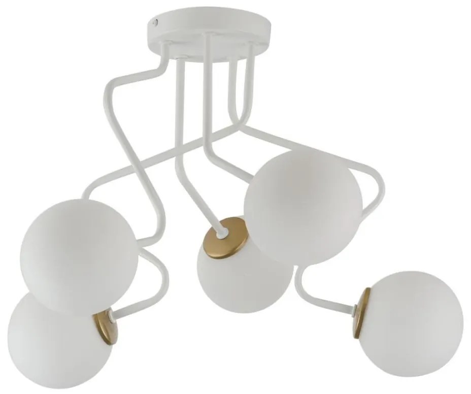 Lampadario a sospensione con supporto rigido ZIGZAG 5xG9/12W/230V bianco