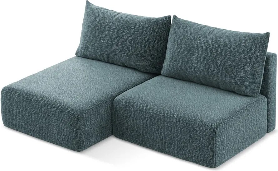 Divano angolare turchese allungabile/con contenitore (con penisola a sinistra) Kalena – Makamii