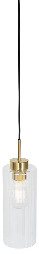 Lampada a sospensione Art Déco oro con vetro - Laura