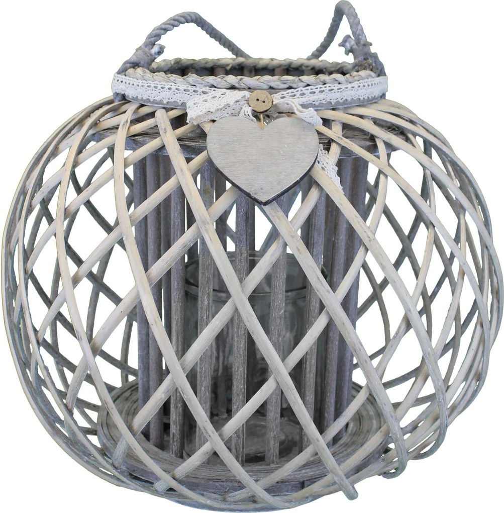 GISELE - lanterna in vimini tondo 20 x 32 cm