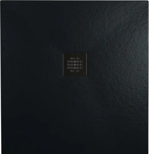 Piatto doccia in mineralmarmo 70x100 cm antracite effetto pietra con griglia e piletta sifonata