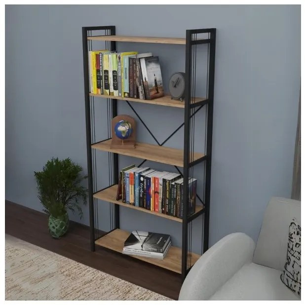 Libreria 5 Ripiani Stile Industrial 88x34x180 Derek Rovere