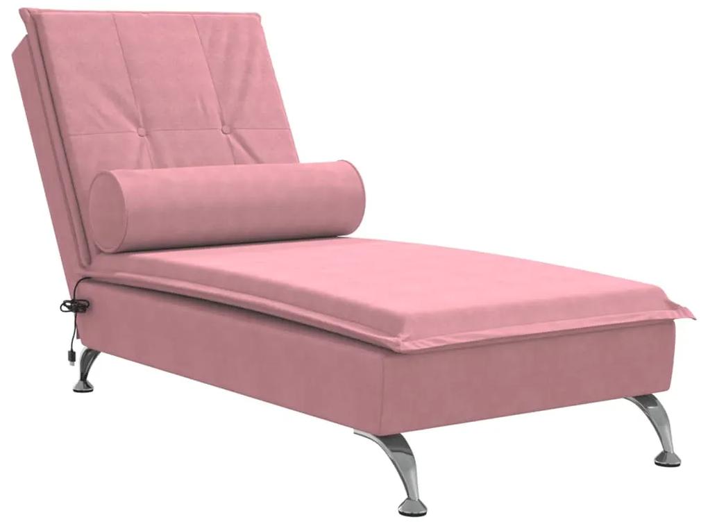 Chaise longue massaggi con cuscino rosa in velluto