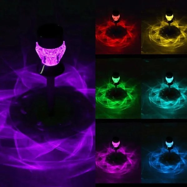 Lampada LED solare CRYSTAL 2xLED-RGB/0,02W/1xAAA cromo opaco