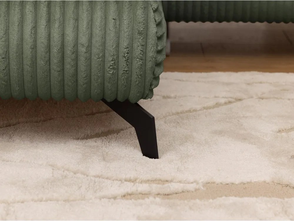 Divano angolare verde (con penisola a sinistra/a L) con rivestimento in velluto a coste Marbeya – Ropez