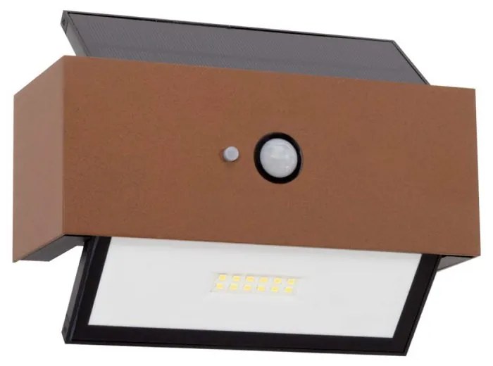 Applique LED Solare Corten, Rettangolare, con Sensore di Movimento Colore  Bianco Naturale 4.000K