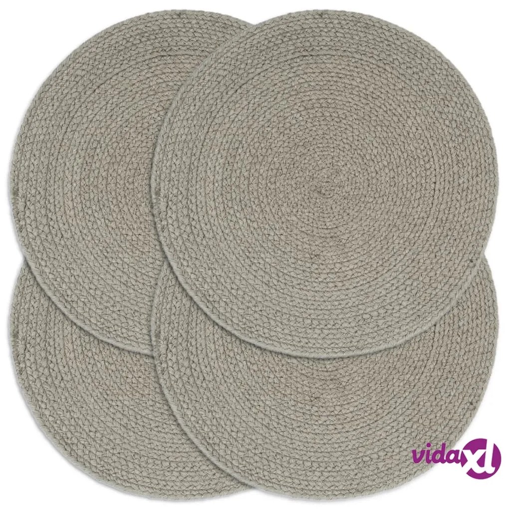 vidaXL Tovagliette 4 pz Grigio Neutro 38cm Rotonde in Cotone