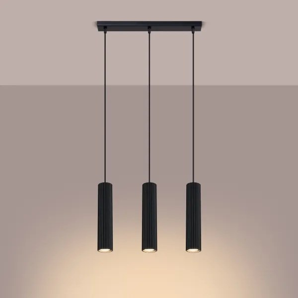 Sollux SL.1575 - Lampadario a sospensione con filo KARBON 3xGU10/10W/230V nero