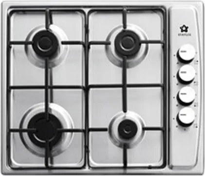 Piano Cottura Inox 60 Cm A Gas 4 Fuochi Griglia Acciaio Staylux