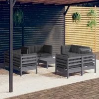 Set Divani da Giardino 9 pz con Cuscini Antracite Legno di Pinocod mxl 97507