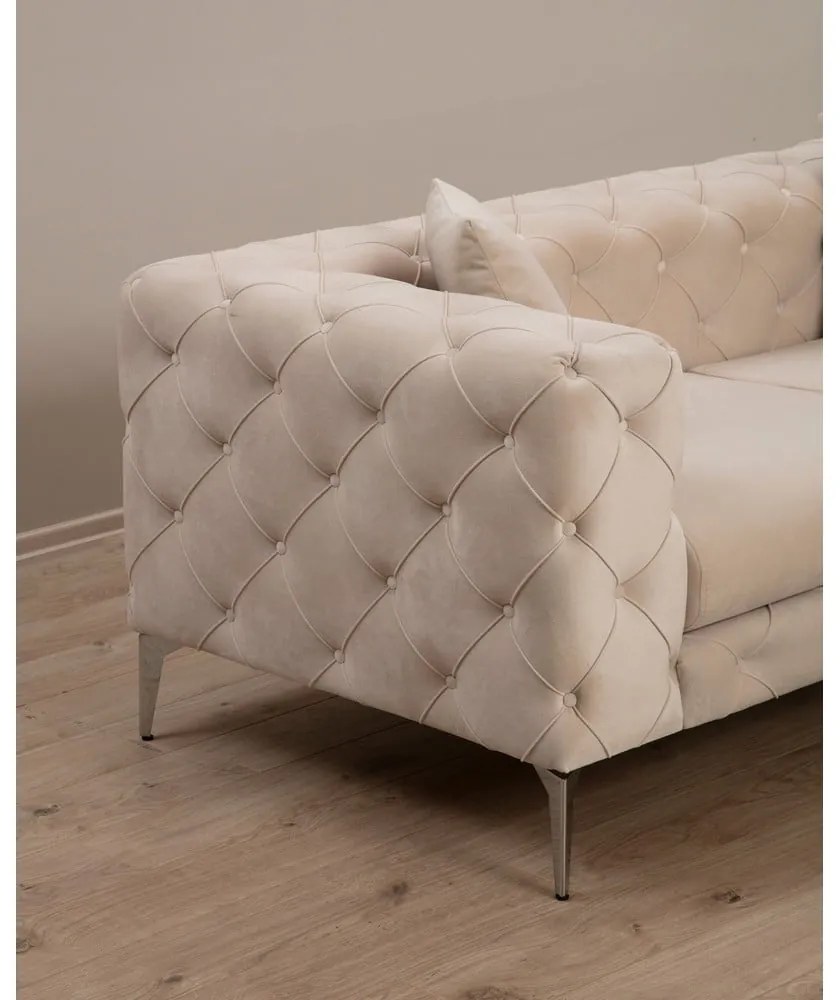 Divano in velluto beige 237 cm Como - Artie