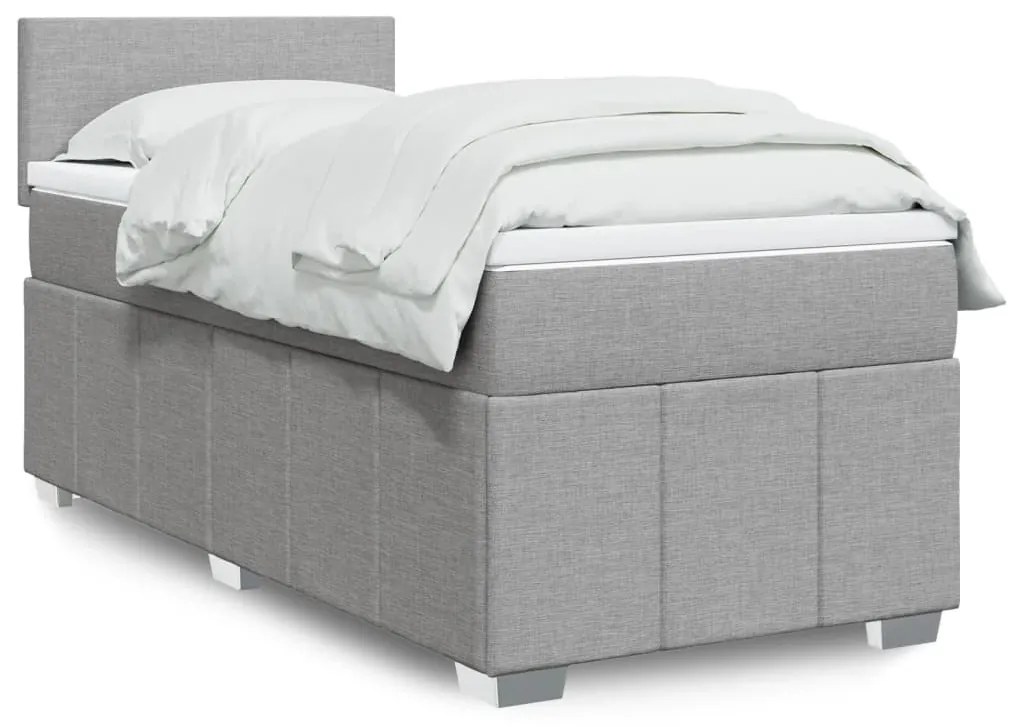 Giroletto A Molle Con Materasso Grigio Chiaro 90x190 Cm Tessuto /