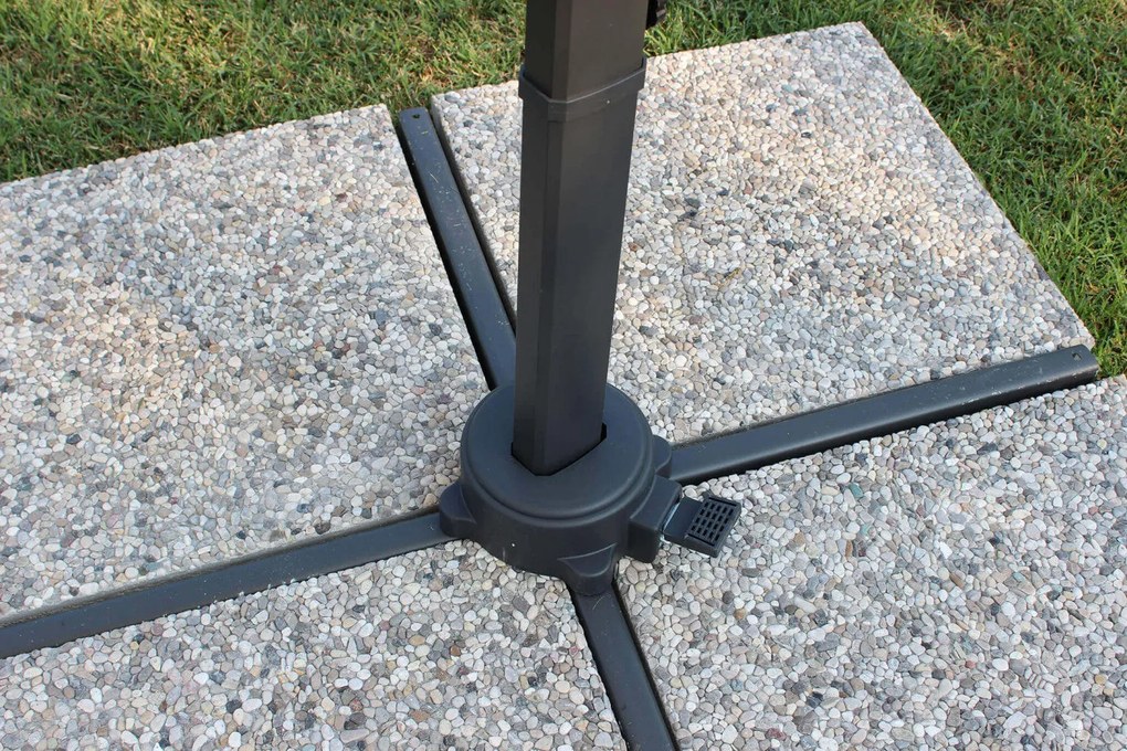 Ombrellone da Giardino Newton Decentrato 3x3 m in Alluminio Nero Telo Grigio...