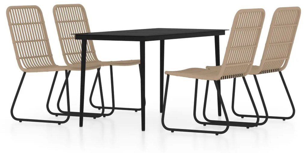 Set mobili da pranzo per giardino 5 pz rovere