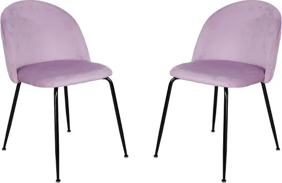 Sedia da pranzo in velluto Glicine con gambe in metallo Nero - PARIS 2 sedie