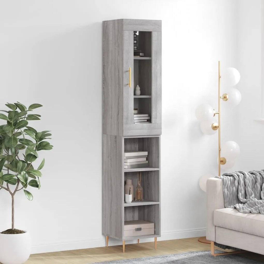 Credenza Grigio Sonoma 34,5x34x180 Cm İn Legno Multistrato /