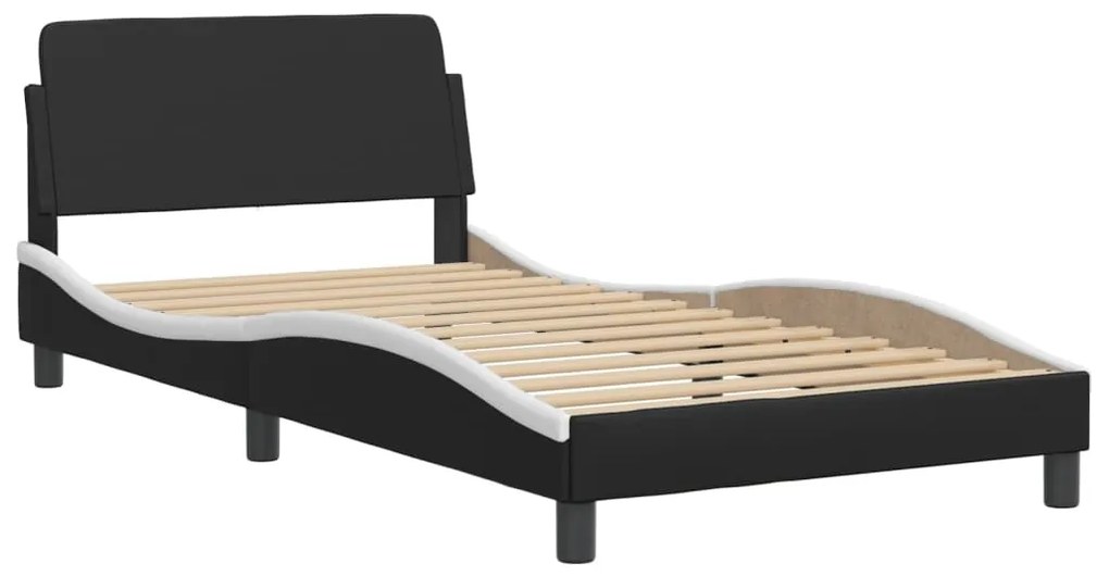 Letto con materasso nero e bianco 100x200 cm in similpelle