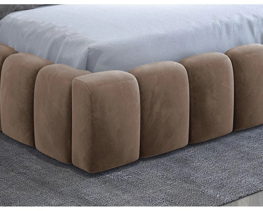 Letto matrimoniale imbottito marrone chiaro con contenitore con rete inclusa 160x200 cm Lamica – ELTAP