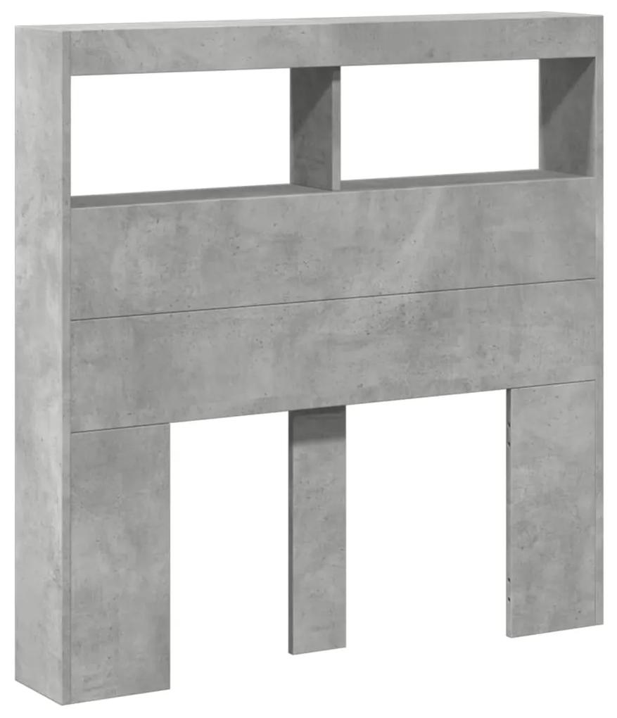 Testiera con contenitore a led grigio cemento 100x17x102 cm