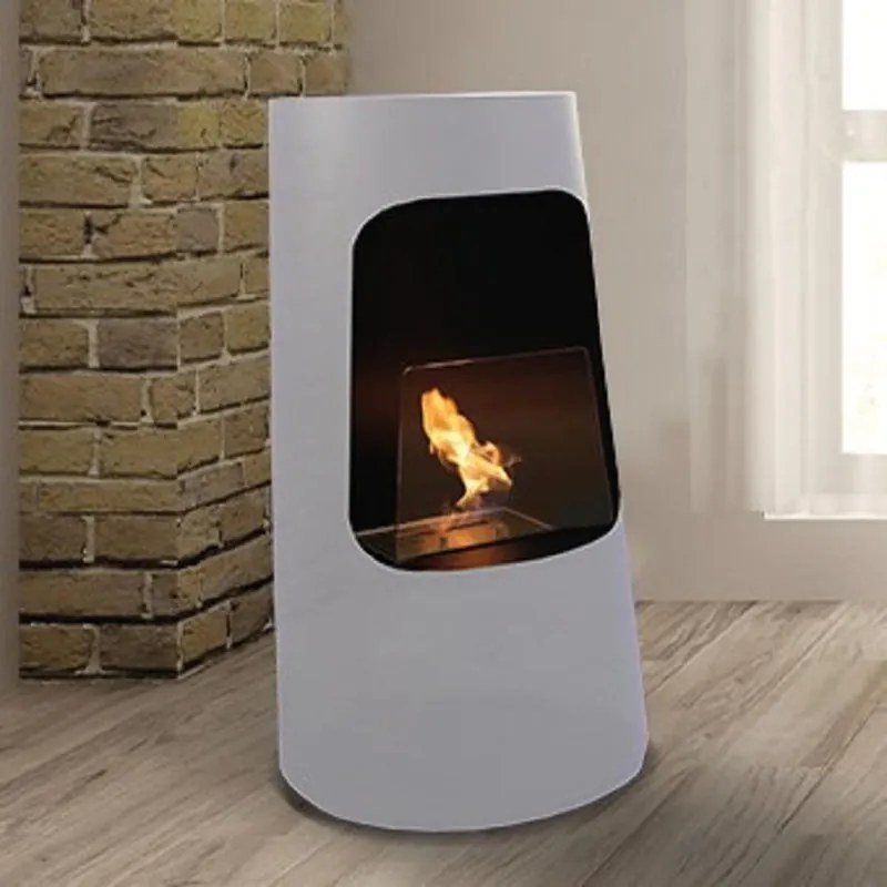 Caminetto a bioetanolo da pavimento 2.5KW in acciaio bianco RUBY mod. Ruby
