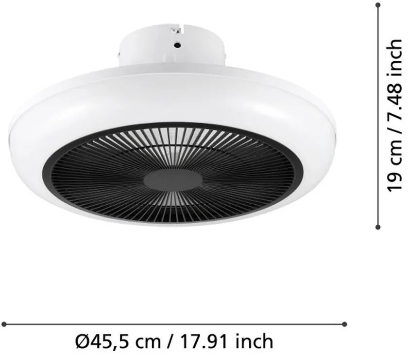 Plafoniere Ventilatore Sayulita Abs Bianco-Nero Diff Acrilico Bianco Led