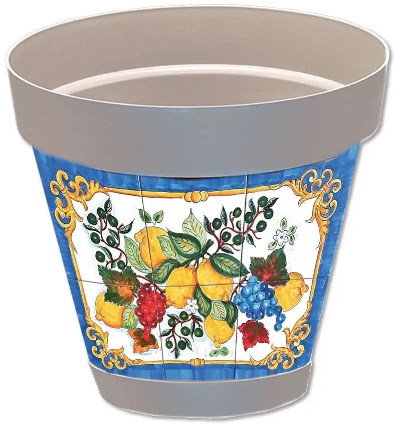 Vaso Sicilia grigio D.22 diversi decori, Limoni