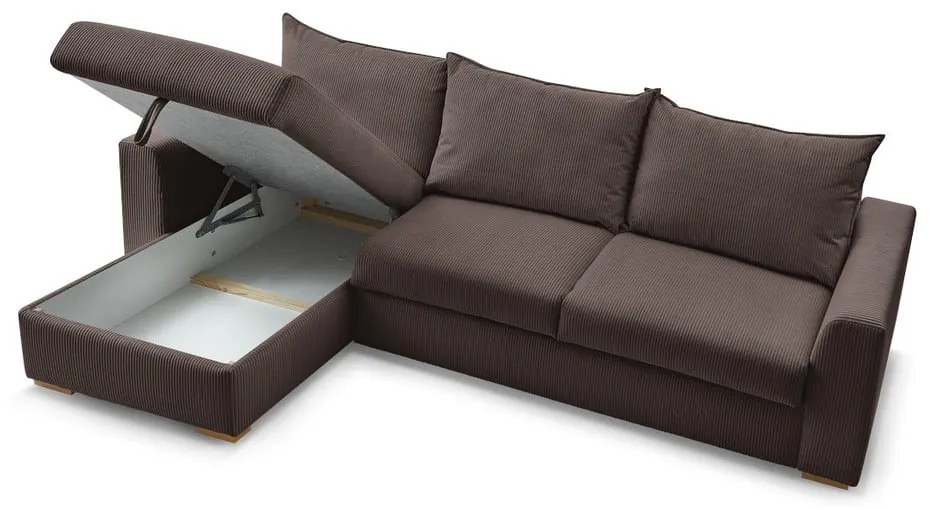Divano angolare marrone allungabile (con composizione variabile) con rivestimento in velluto a coste Augustin – Bobochic Paris