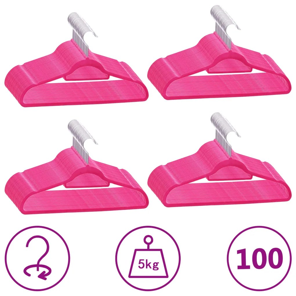 Set Appendiabiti 100 Pz Antiscivolo Rosa İn Velluto /