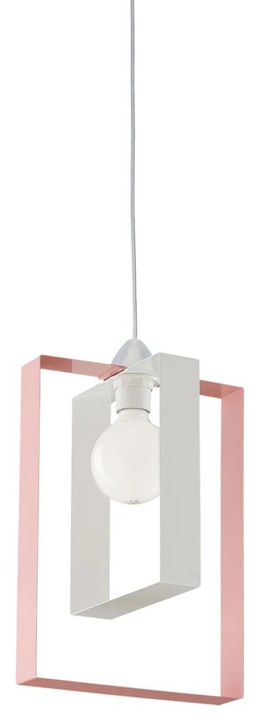 Sospensione Moderna Duplo 1 Luce Ferro Laccato Bianco E Rosa