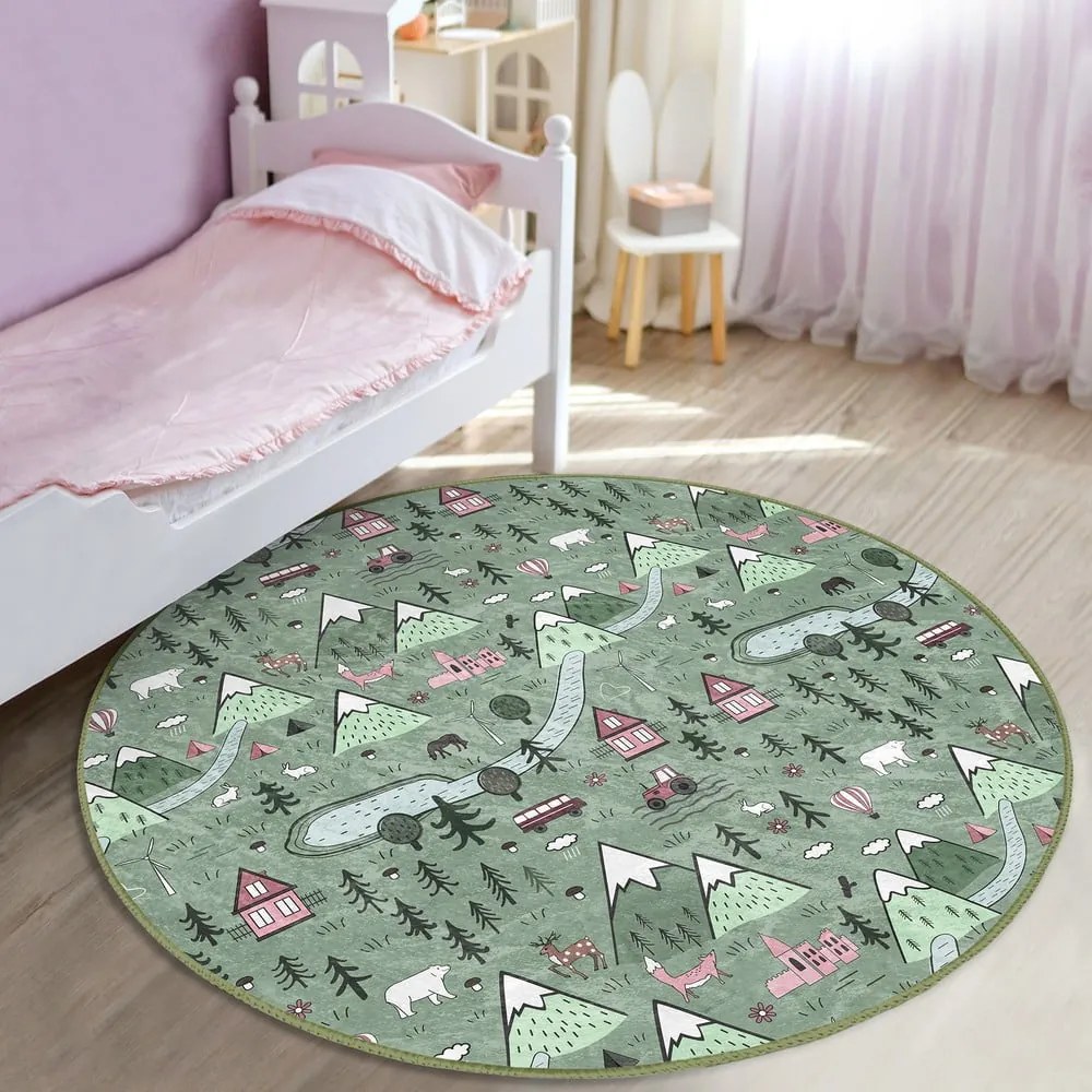 Tappeto verde per bambini ø 120 cm Comfort - Mila Home