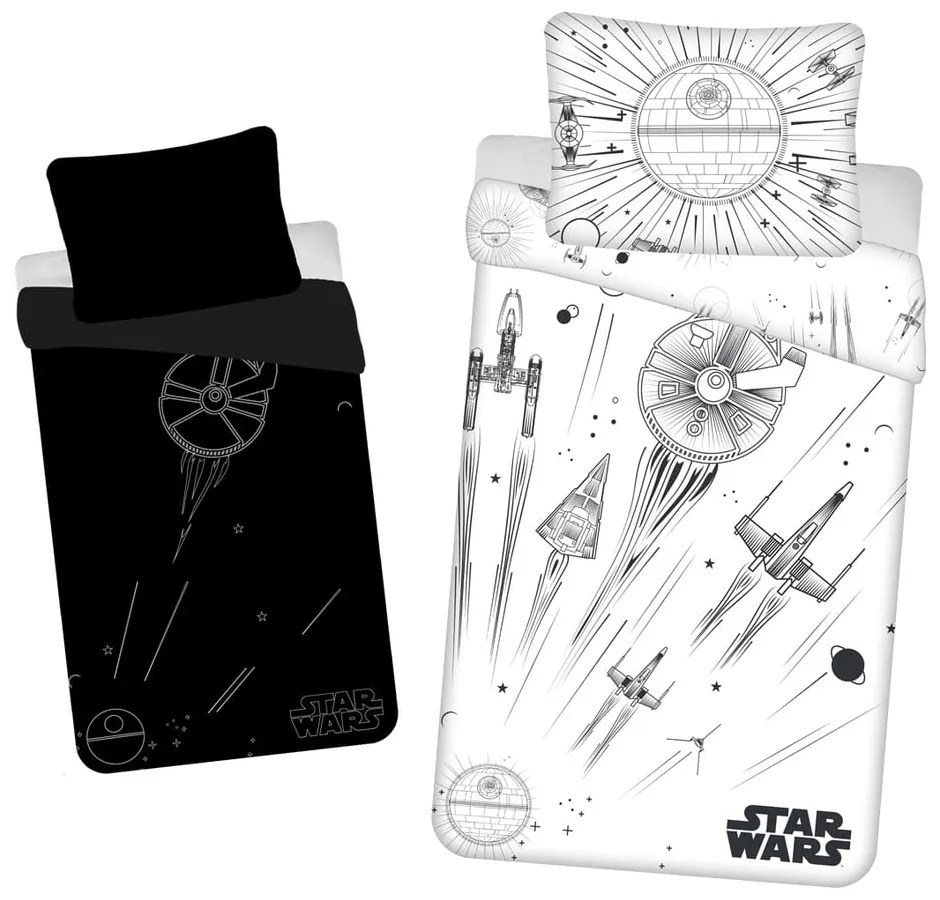 Biancheria da letto per bambini in cotone con effetto luminoso per letto singolo 140x200 cm Star Wars - Jerry Fabrics