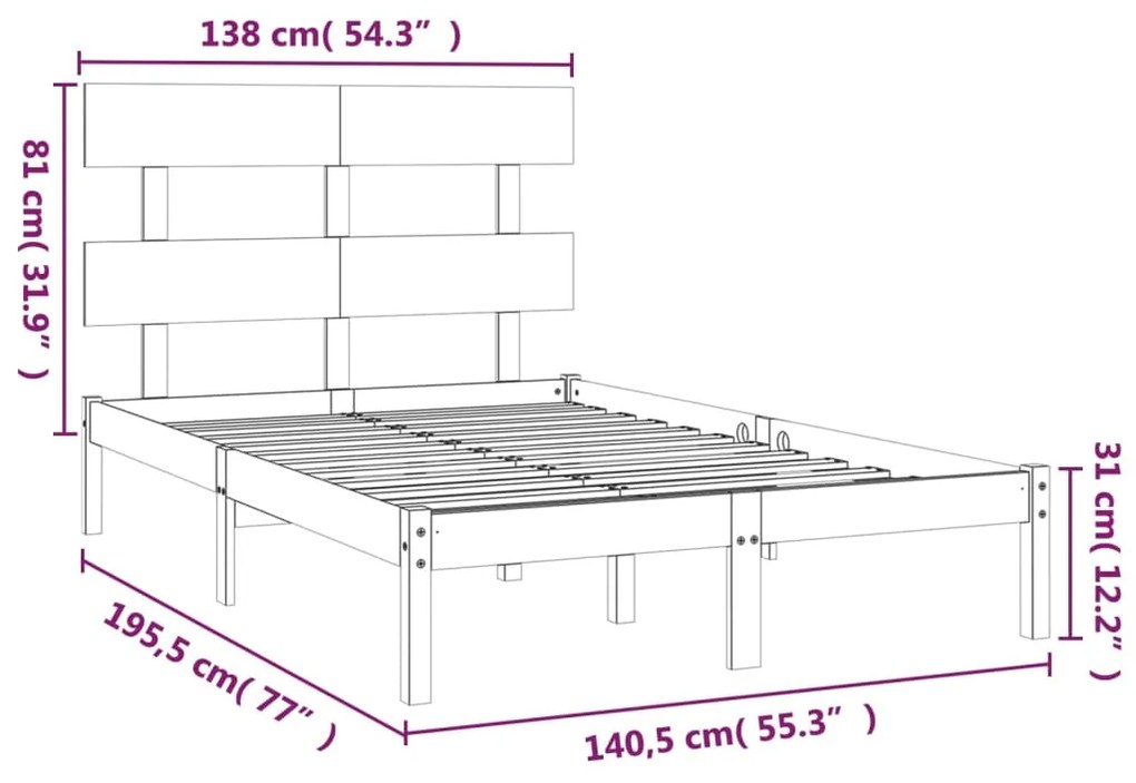 Giroletto Grigio in Legno Massello 135x190 cm Double