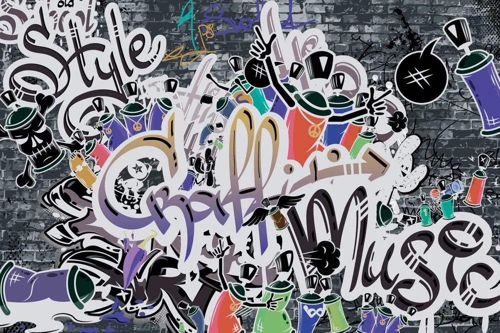 Carta da parati – Muro graffiti viola trendy