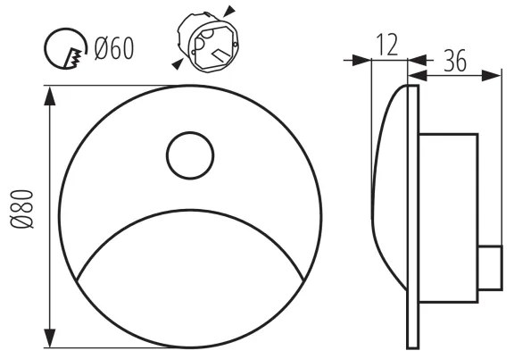 Kanlux 39136 - Lampada LED per gradini con sensore EXIN, 2,5W/230V, 4000K, IP65, nera, rotonda