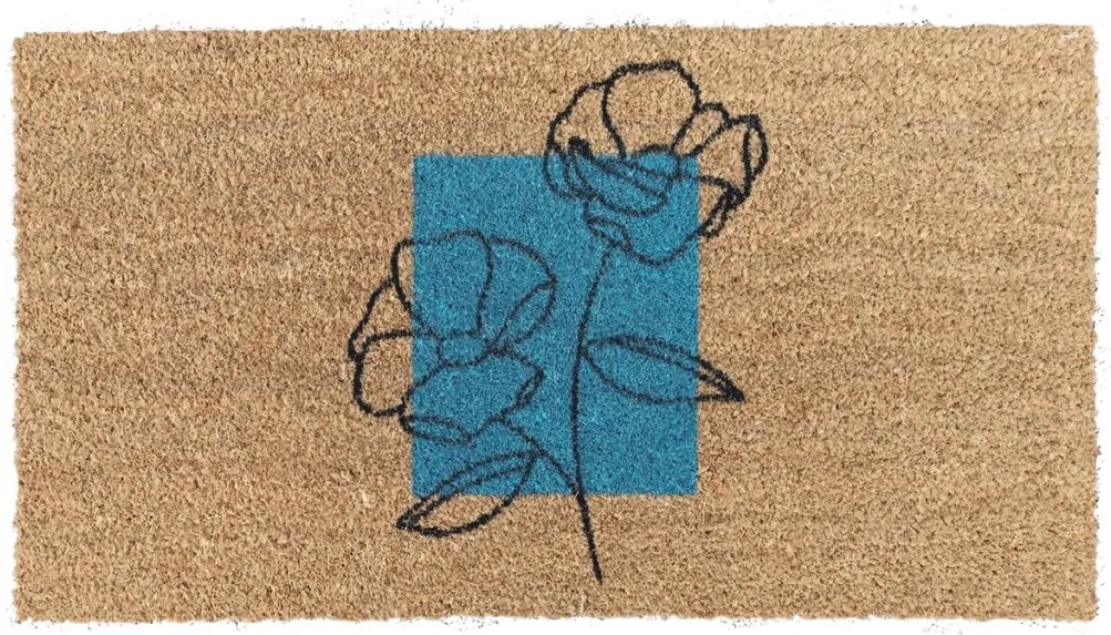 Zerbino Italo Eco 40x70 cm in Cocco Naturale con Design Floreale - Line Art