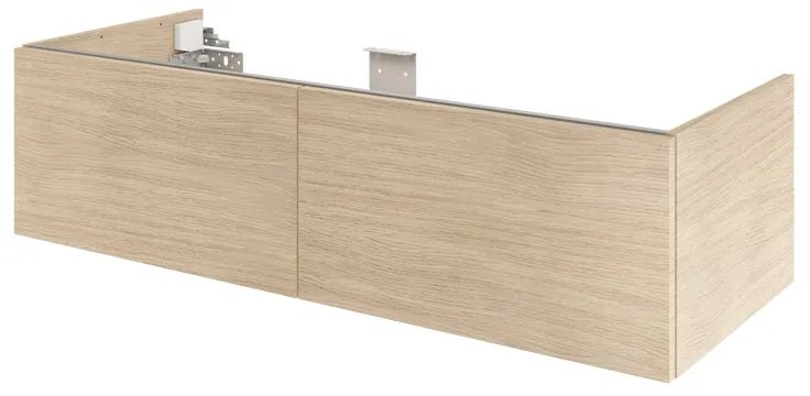 Mobile da bagno sotto lavabo Neo quercia naturale lucido L 120 x H 32 x P 48 cm 2 cassetti, lavabo non incluso