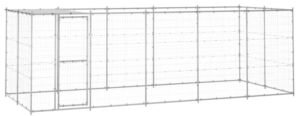 Gabbia per cani da esterno in acciaio zincato con tetto 12,1 m²