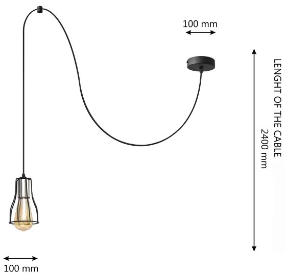 Lampadario a sospensione con filo TUBE LONG 1xE27/15W/230V nero/cromo