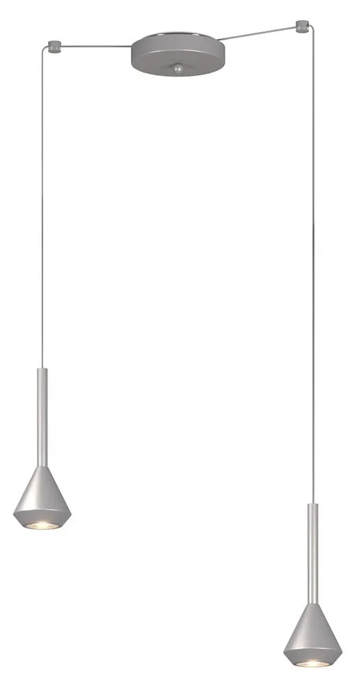 Lampadario Moderno Aygo Metallo Color Alluminio 2 Luci Gu10